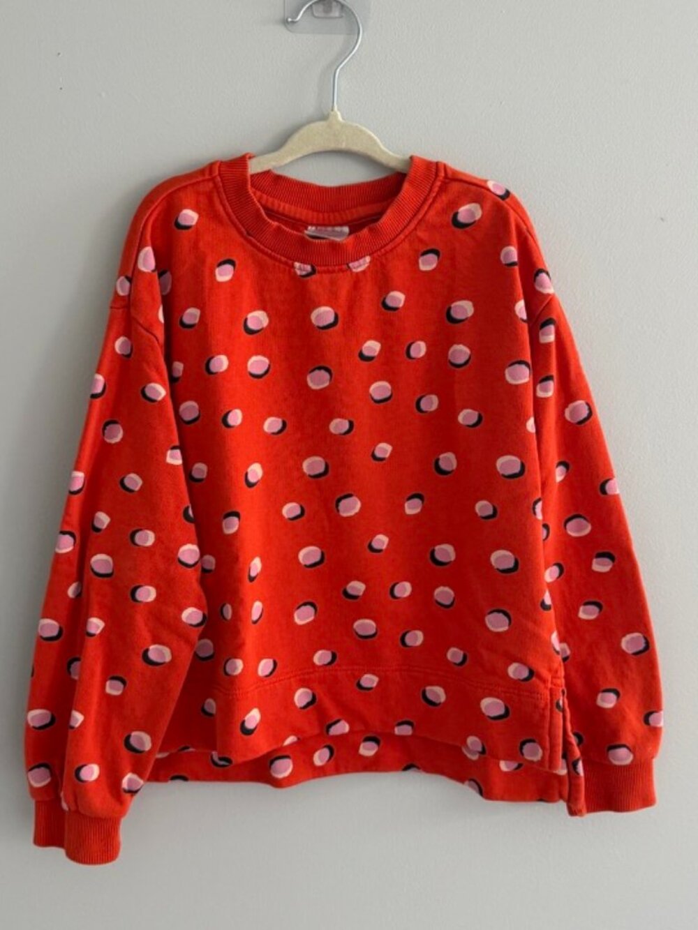 Hanna Andersson Printed French Terry Spots On Spots On Orange Spice Crewneck 6-7